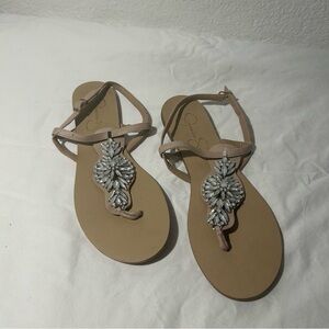 Jessica Simpson Tan Slingback Jeweled Sandals Women's Size 9
